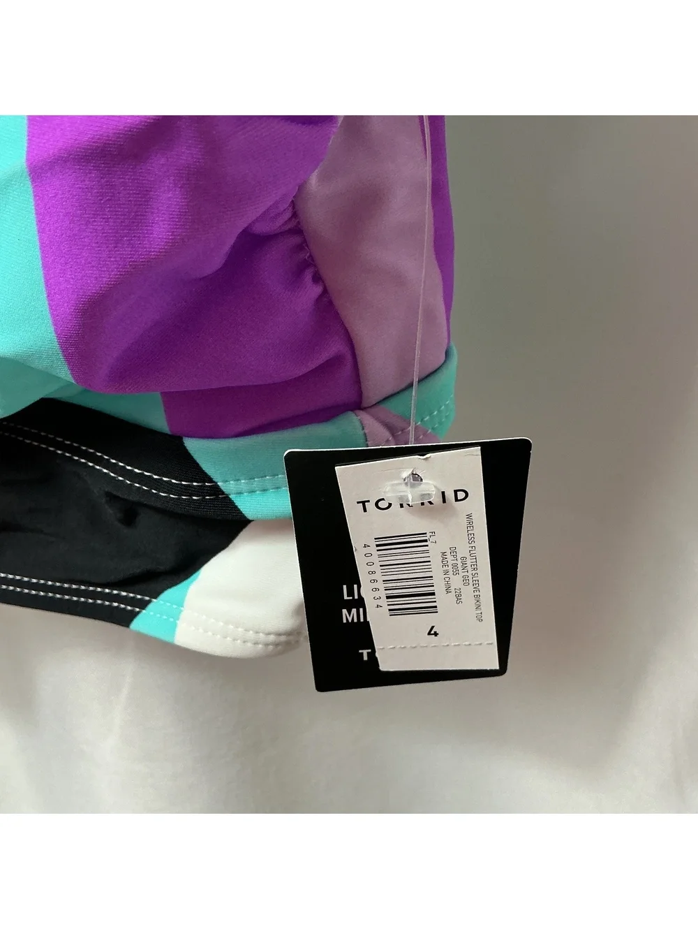 Torrid size 4 (US 26) Swim Top Women’s NWT Purple Teal Black Short Sleeve plus